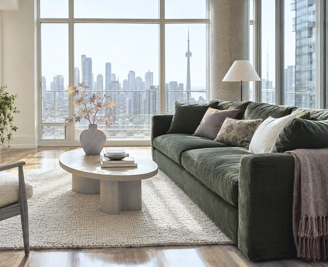Clean living room in a Toronto condo