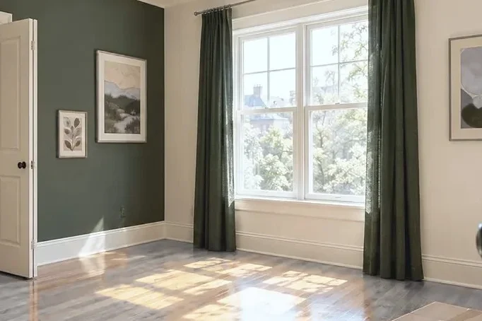 Sunny, empty bedroom ready to move into